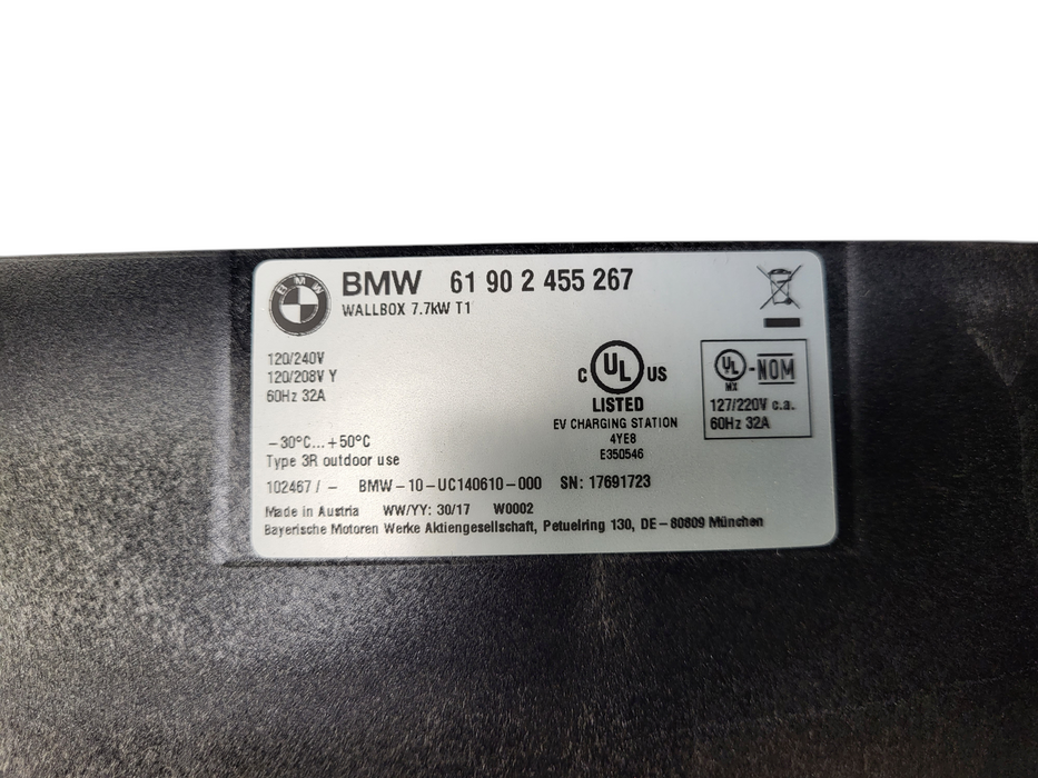 2018 BMW X5 Wallbox. 7, 7 KW, T1, UL - 61902455267 READ