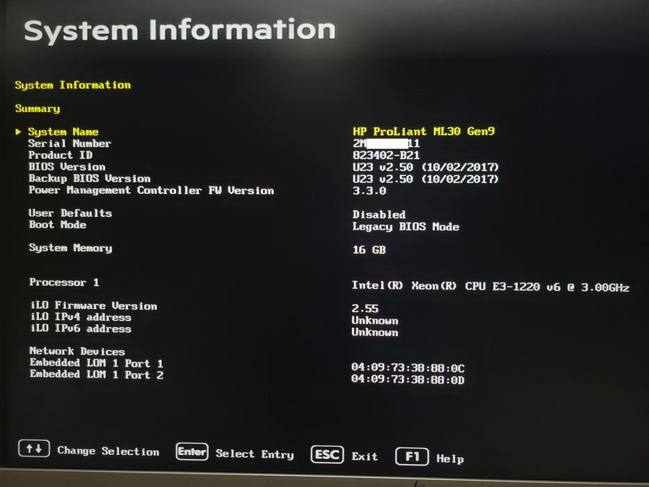 HP ProLiant ML30 Gen9 Intel Xeon E3-1220 v6 3.0GHz 16GB RAM, HBA 240, 2x PSU