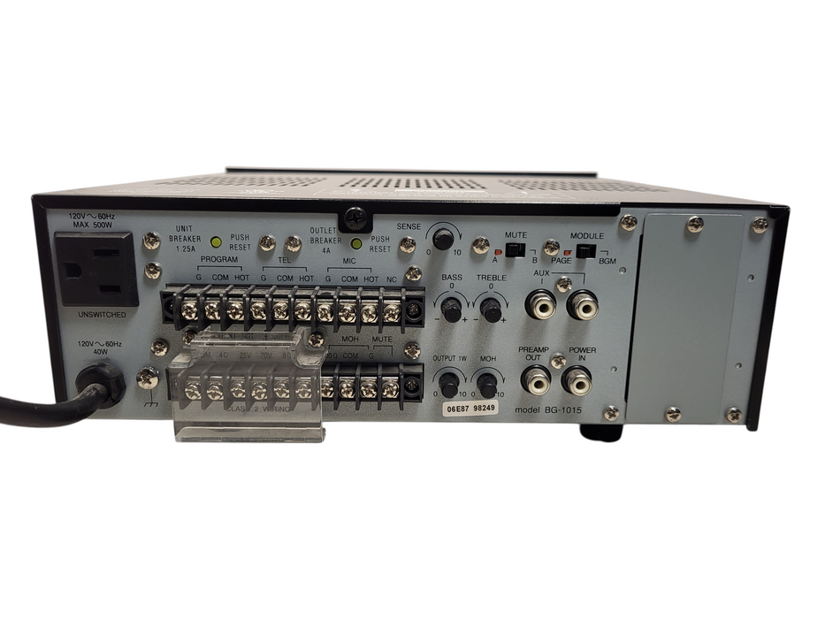 TOA BG-1015 Integrated Mixer Amplifier Output Rated 15W - 5 Channel