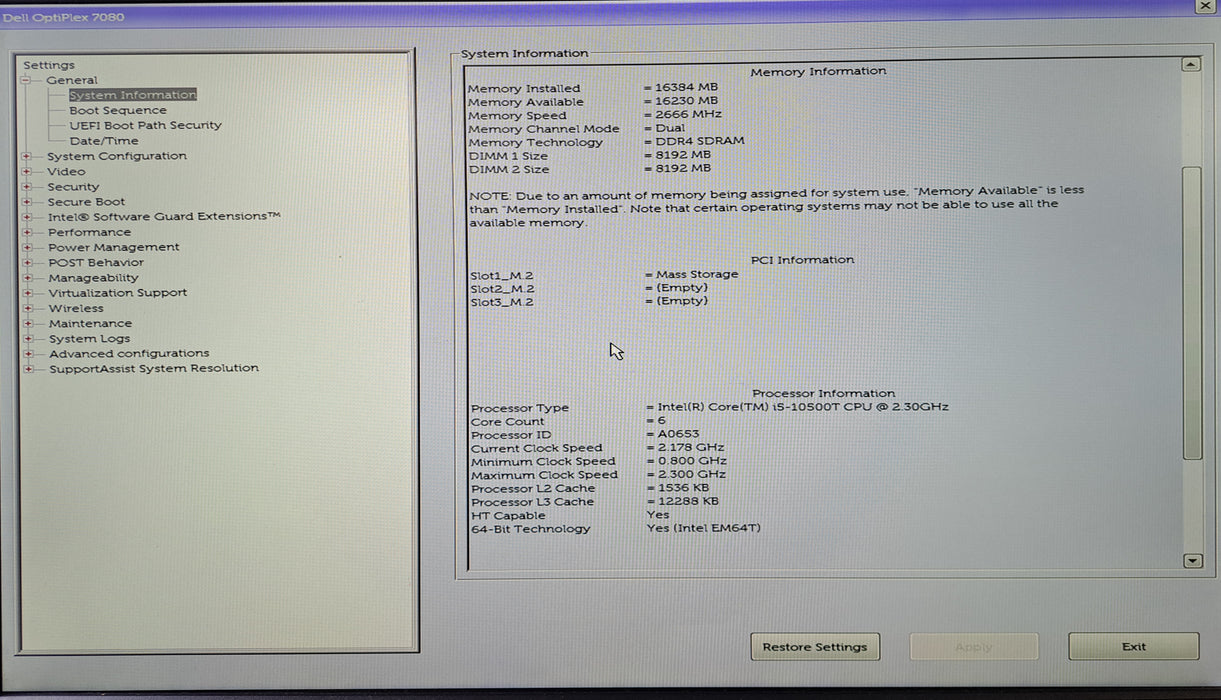 Dell OptiPlex 7080 Micro | Intel Core i5-10500T @2.30GHz, 16GB DDR4, 256GB NVMe
