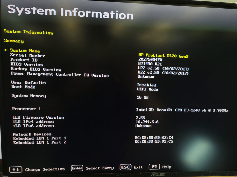 HPE ProLiant DL20 Gen9 - Xeon E3-1240 v6 16GB DDR4 NO HDD B140i 290W PSU