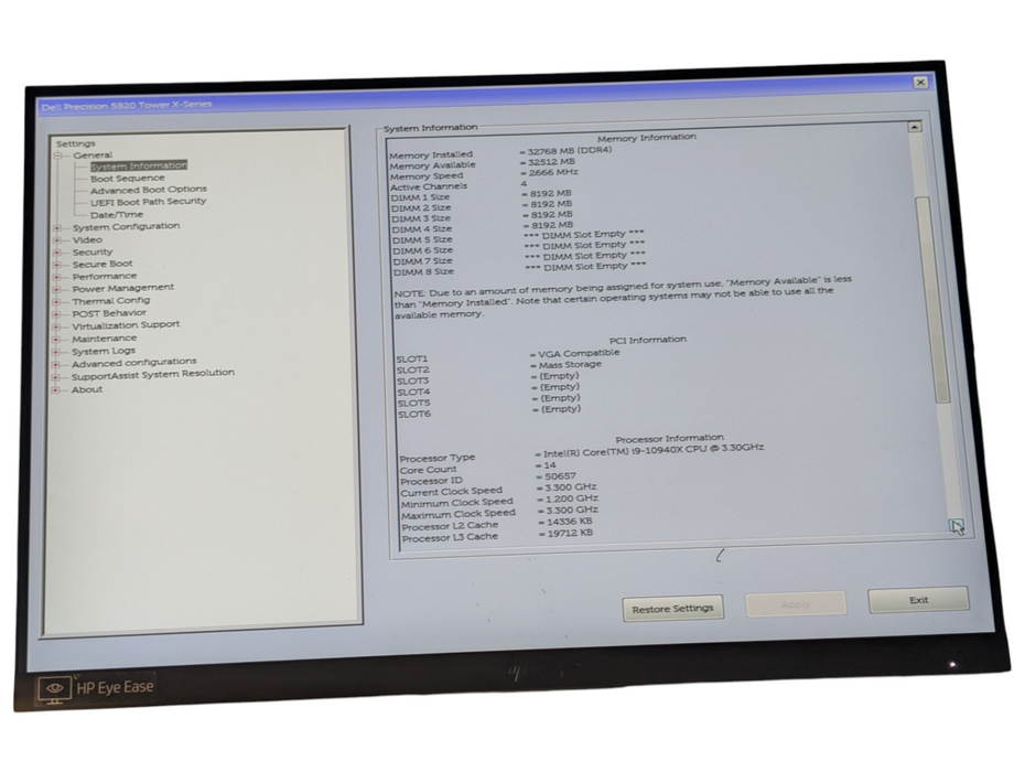 DELL Precision 5820 Core X Intel i9-10940X 32GB RAM Quadro M4000 256GB NVMe SSD