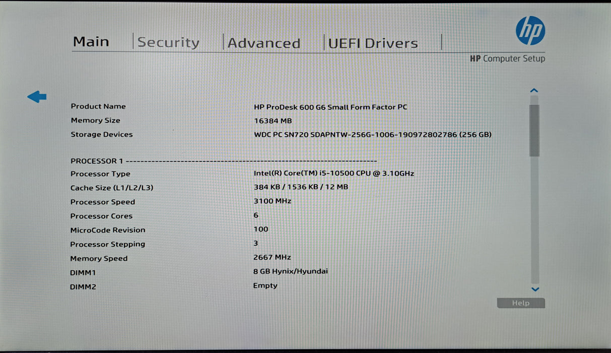 HP ProDesk 600 G6 SFF | Intel Core i5-10500 @3.10GHz, 16GB DDR4, 256GB NVMe