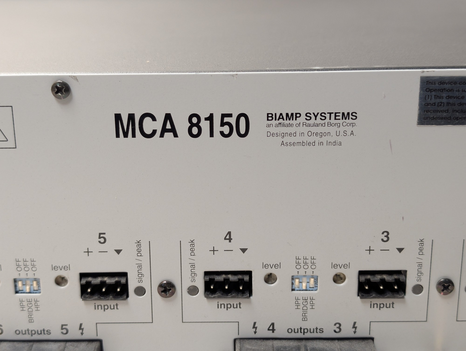 BIAMP MCA 8150 8 Channel Power Audio Amplifier Please READ