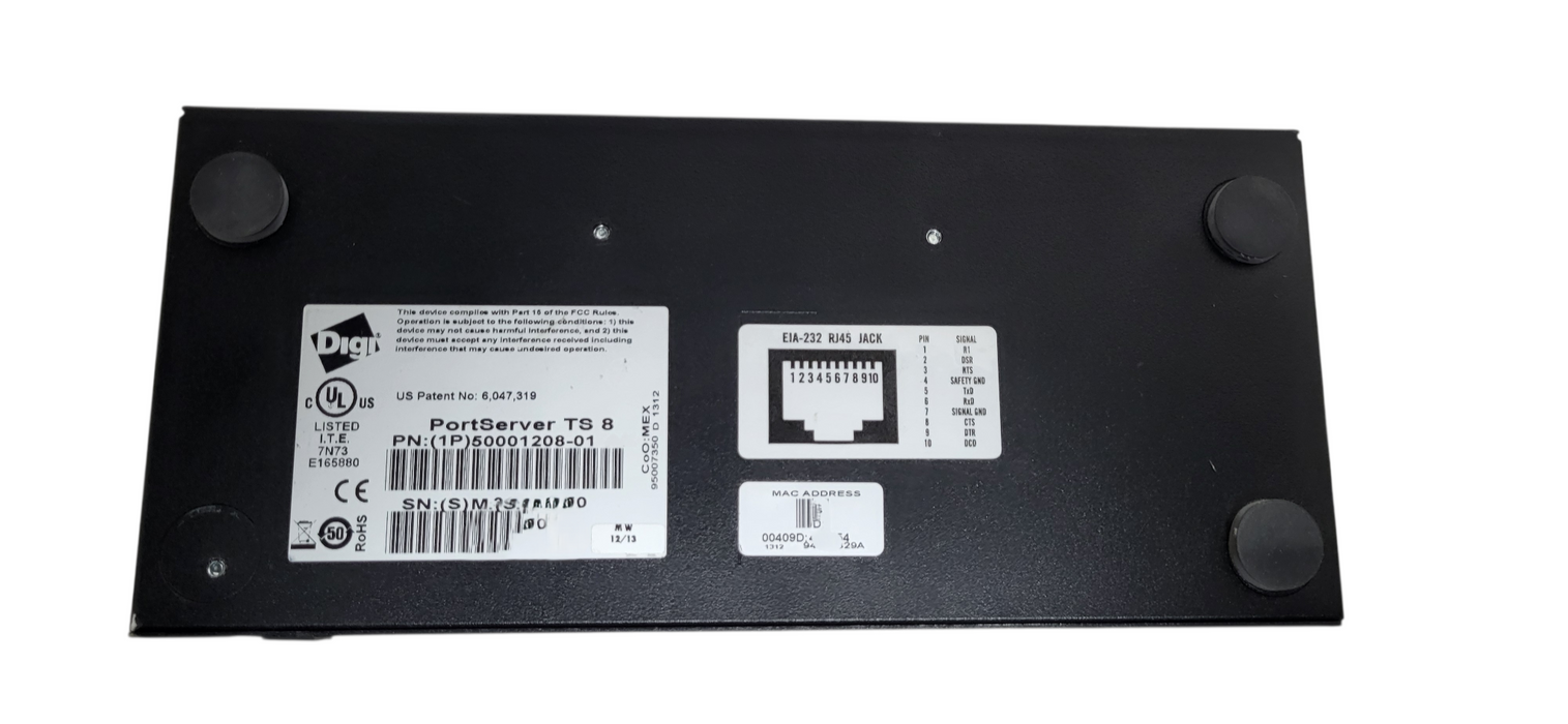 Digi PortServer TS8 8-Port Serial Console Serverq P/N 50001208-01
