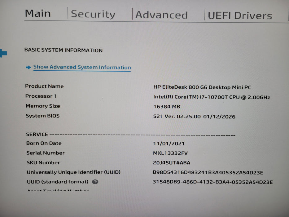 HP EliteDesk 800 G6 Micro i7 - 10700T @ 2.00GHz 16GB DDR4 Ram 256GB NVMe