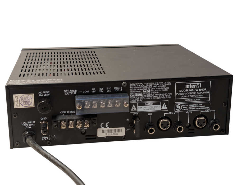 InterM PA-1000BR Public Address Amplifier