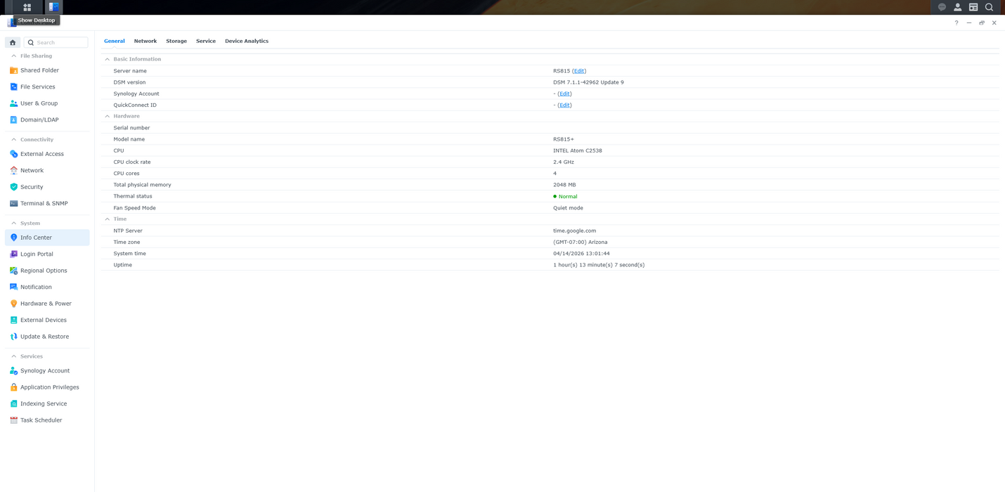 Synology Rackstation RS815+ 4 Bay Rack NAS w/ 4x 2TB HDDs