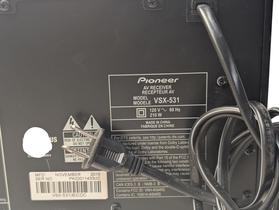 Pioneer AV Receiver VSX-531 5.1 Channel Receiver 4K HDMI Bluetooth