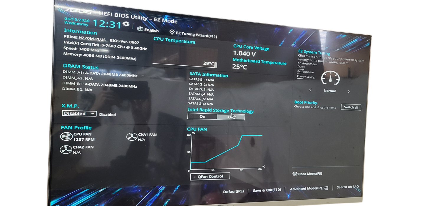 Asus Prime H270M-PLUS W/ i5-7500 CPU | 4GB DDR4 | NO I/O Shield