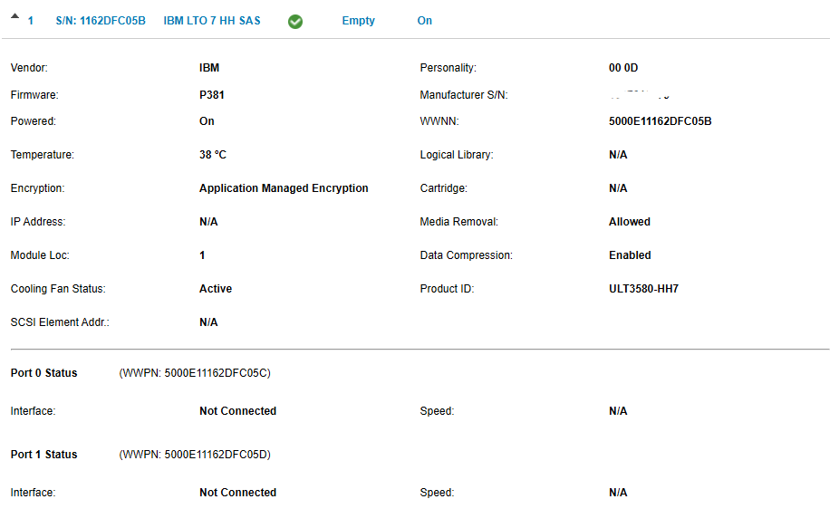 IBM LTO Ultrium 7-H 38L7510 Internal SAS Tape Drive | TESTED