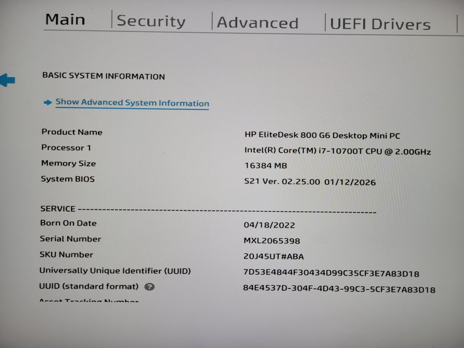 HP EliteDesk 800 G6 Micro i7 - 10700T @ 2.00GHz 16GB DDR4 Ram 256GB NVMe READ