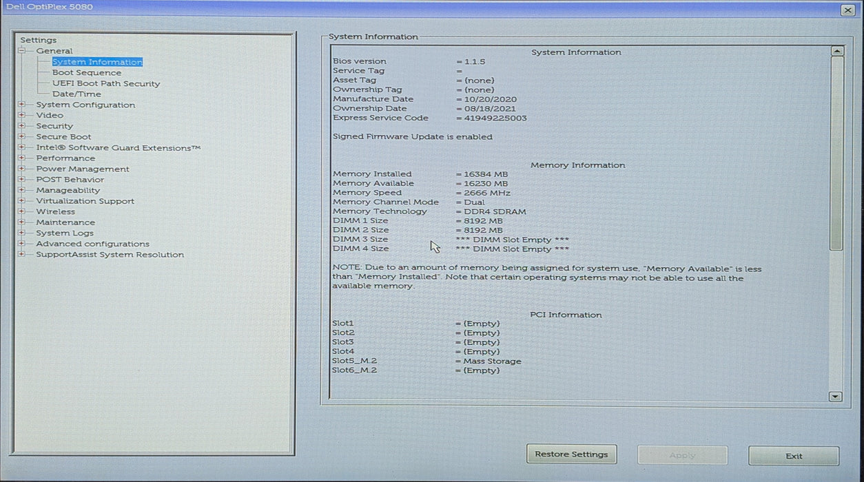 Dell OptiPlex 5080 MT, i5-10500 3.10GHz, 16GB DDR4, 256GB NVMe