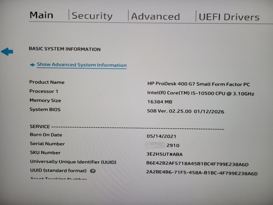 HP ProDesk 400 G7 SFF i5-10500 CPU | 16GB DDR4 | 256GB NVME