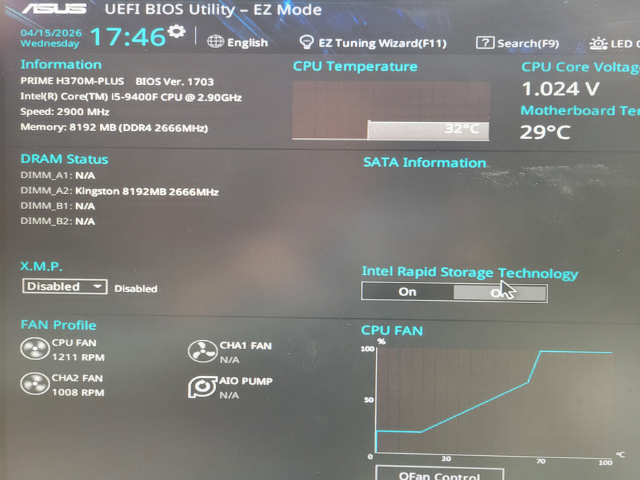 Custom PC ASUS PRIME H370M-PLUS i5-9400F @ 2.90GHz 8GB RAM 256GB NVme