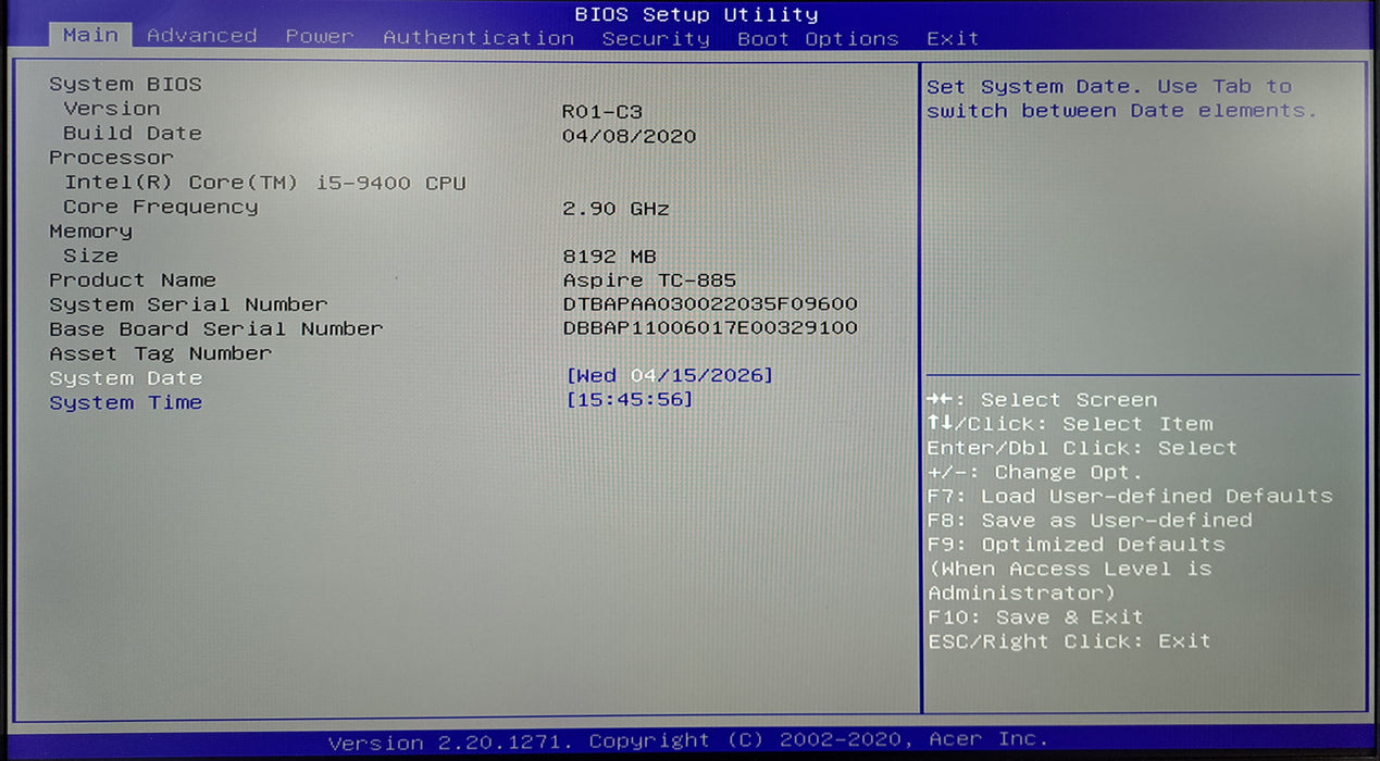 Acer Aspire TC-885 Tower | Intel Core i5-9400, 8GB DDR4, 256GB NVMe