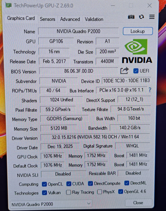 NVIDIA Quadro P2000 5GB GDDR5 Graphics Card | 4x DisplayPort