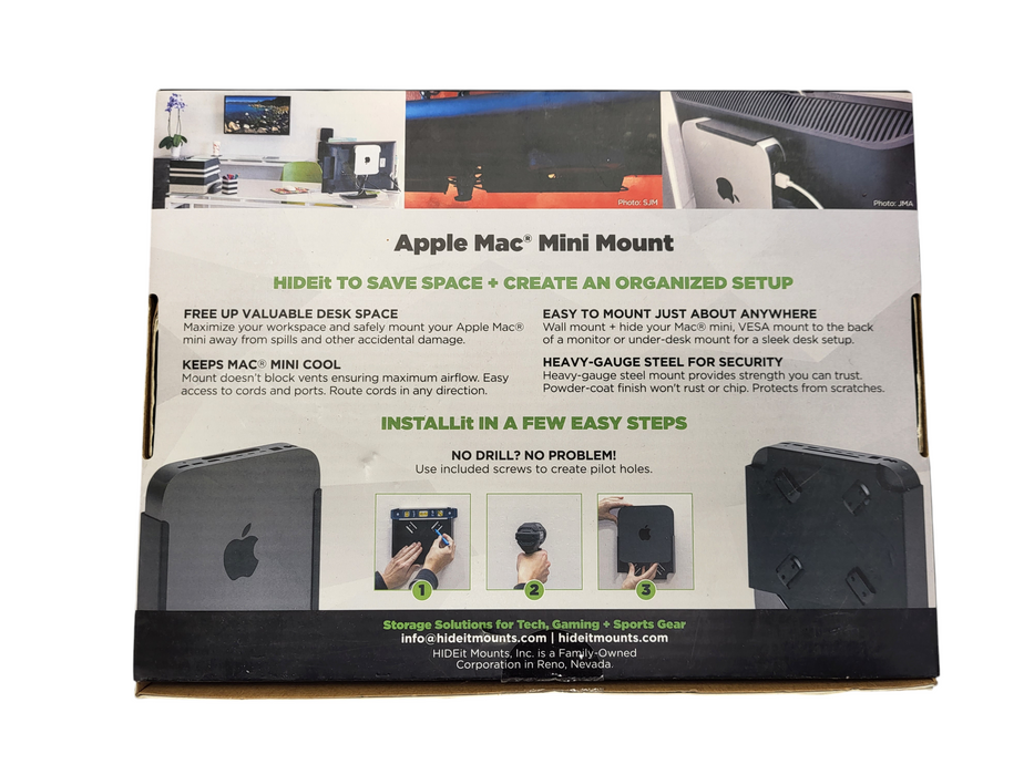 Hide-It Mount for Mac Mini Wall / Under-Desk Mount Bracket black color Open box