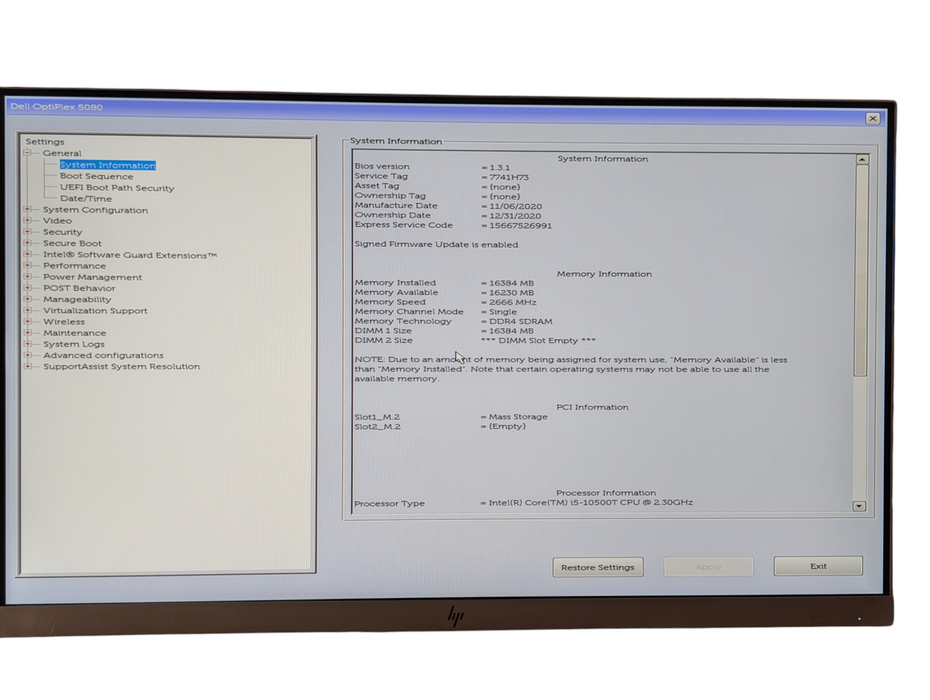 DELL OptiPlex 5080 Micro Intel Core i5-10500T 16GB RAM 256GB NVMe SSD