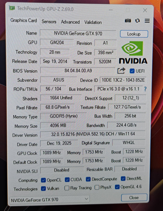 ASUS NIVIDIA GeForce GTX 970 4GB GDDR5 Graphics Card | GTX970-DCMOC-4GD5
