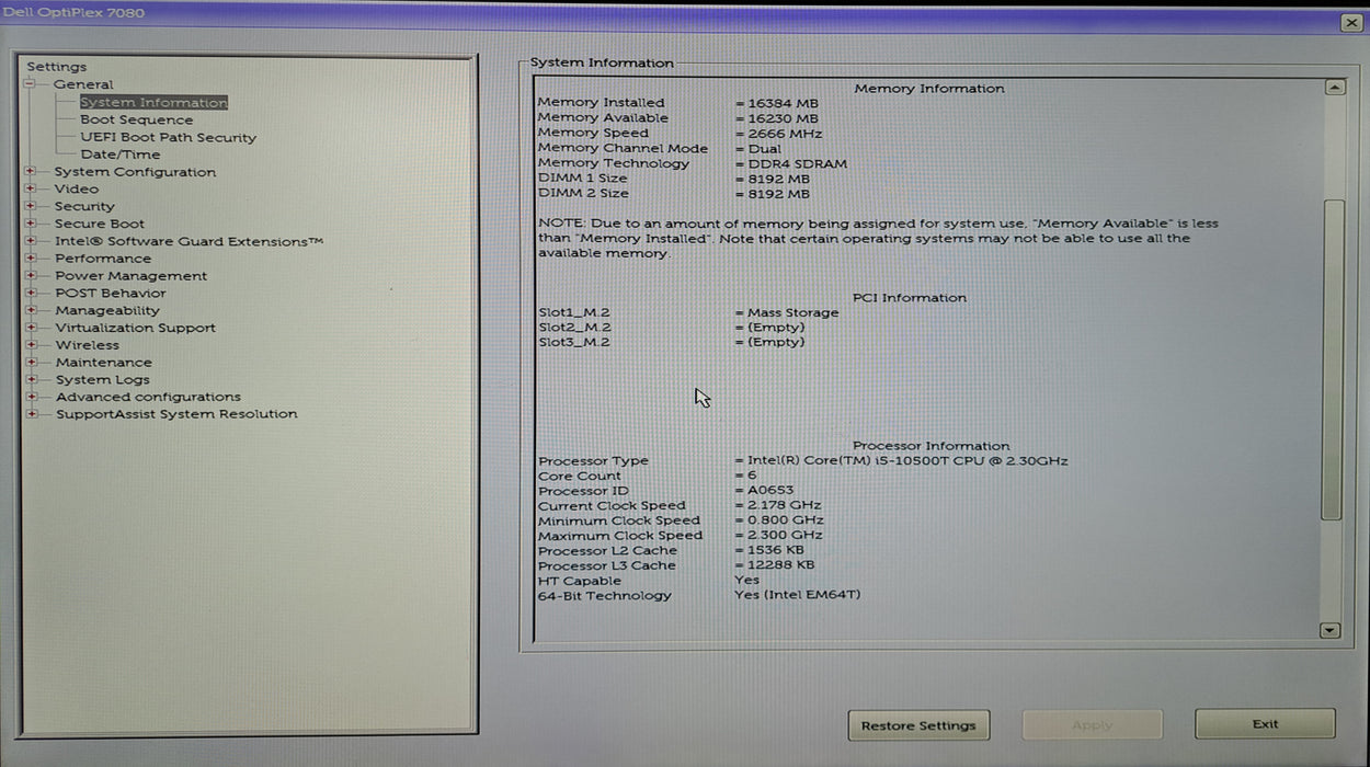 Dell OptiPlex 7080 Micro | Intel Core i5-10500T @2.30GHz, 16GB DDR4, 256GB NVMe