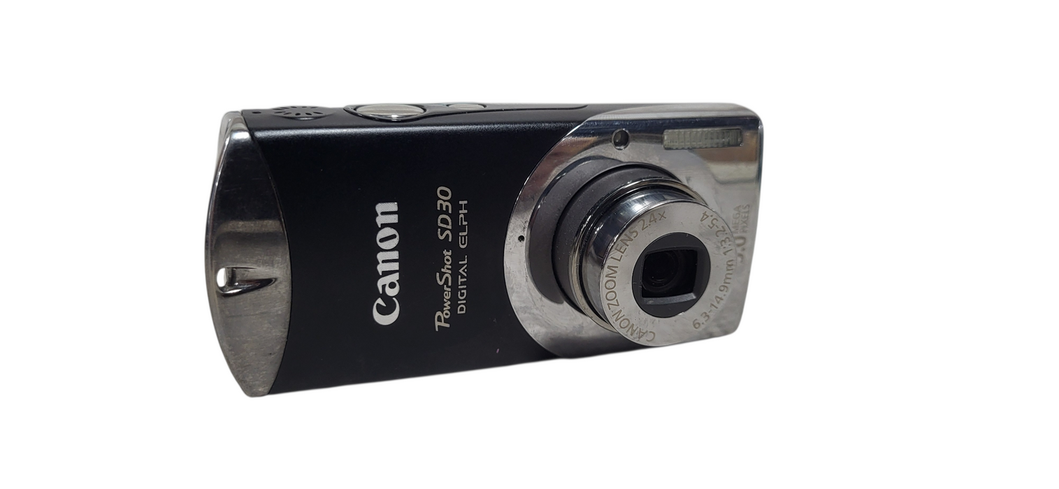 Canon PowerShot Black SD30 5MP Digital Elph Camera W/ Battery