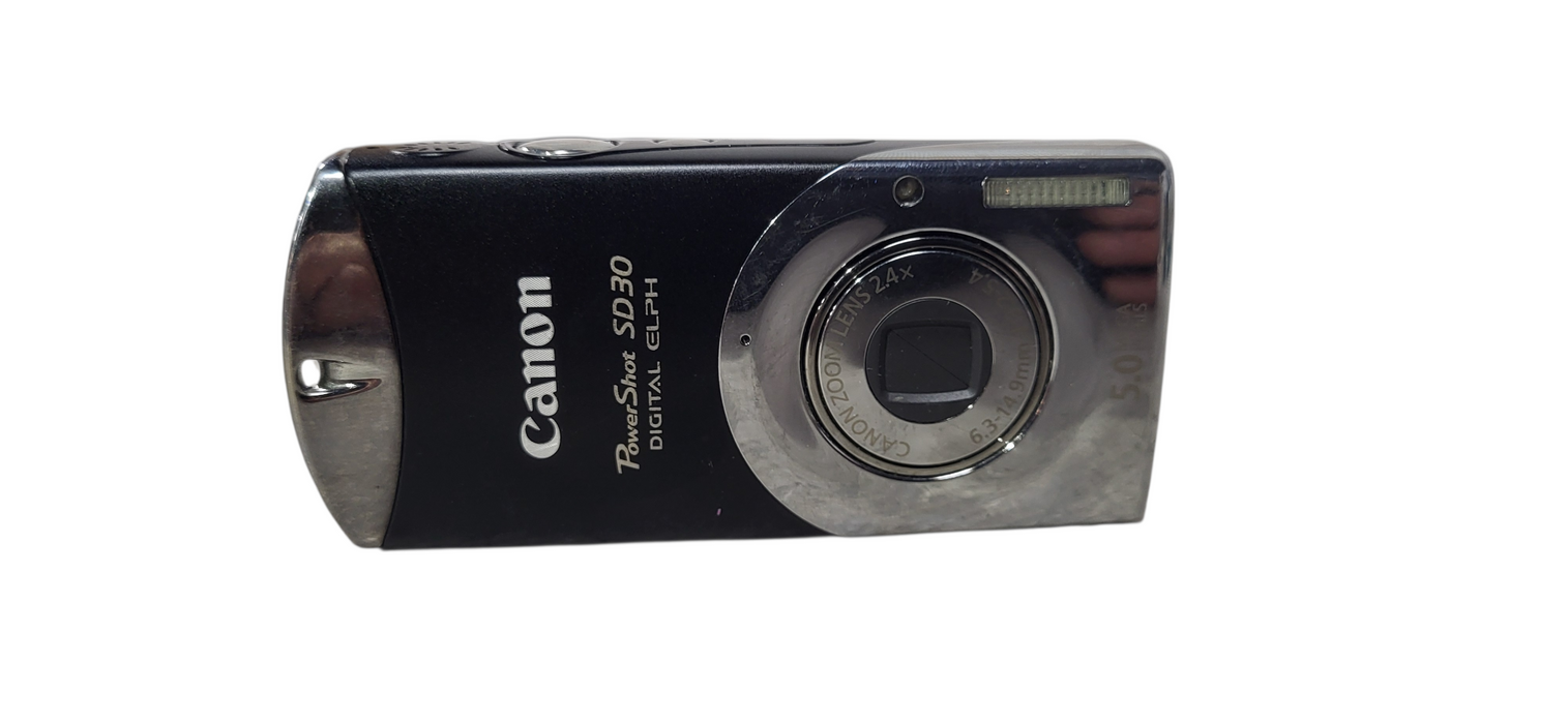 Canon PowerShot Black SD30 5MP Digital Elph Camera W/ Battery