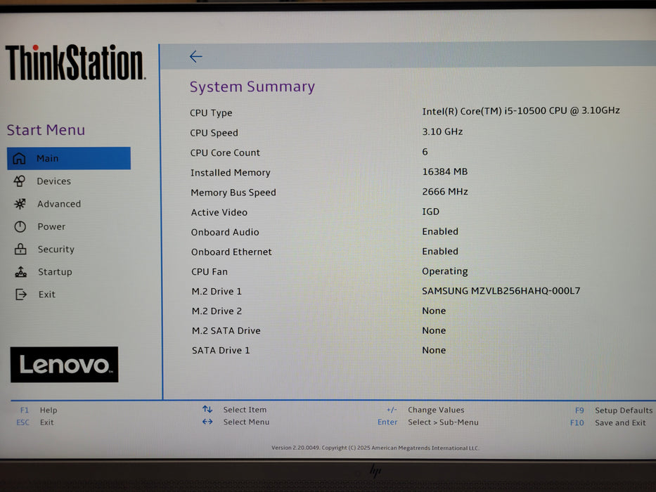 Lenovo P340 tiny, Core I5-10500 3.10Ghz, 16GB DDr4, 256GB NVME, w/ Power adapter
