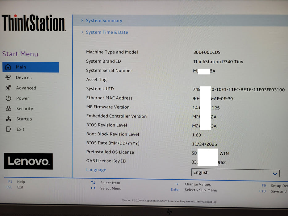 Lenovo P340 tiny, Core I5-10500 3.10Ghz, 16GB DDr4, 256GB NVME, w/ Power adapter