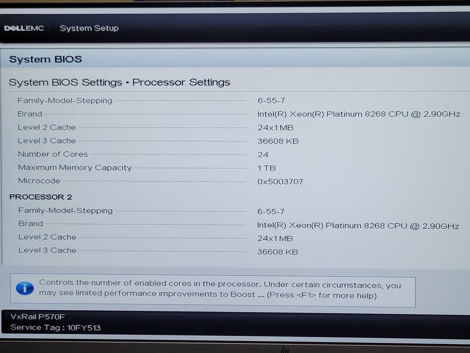 Dell VxRail P570F, 2x Xeon Platnium 8268 2.9GHz 24-Cores 32GB, HBA330, 2x PSU