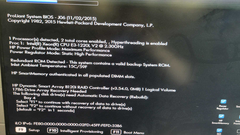 HP Proliant MicroServer Gen8 - Xeon E3-1220L v2 | 16GB RAM | NO HDD | B120i %