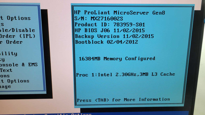 HP Proliant MicroServer Gen8 - Xeon E3-1220L v2 | 16GB RAM | NO HDD | B120i %