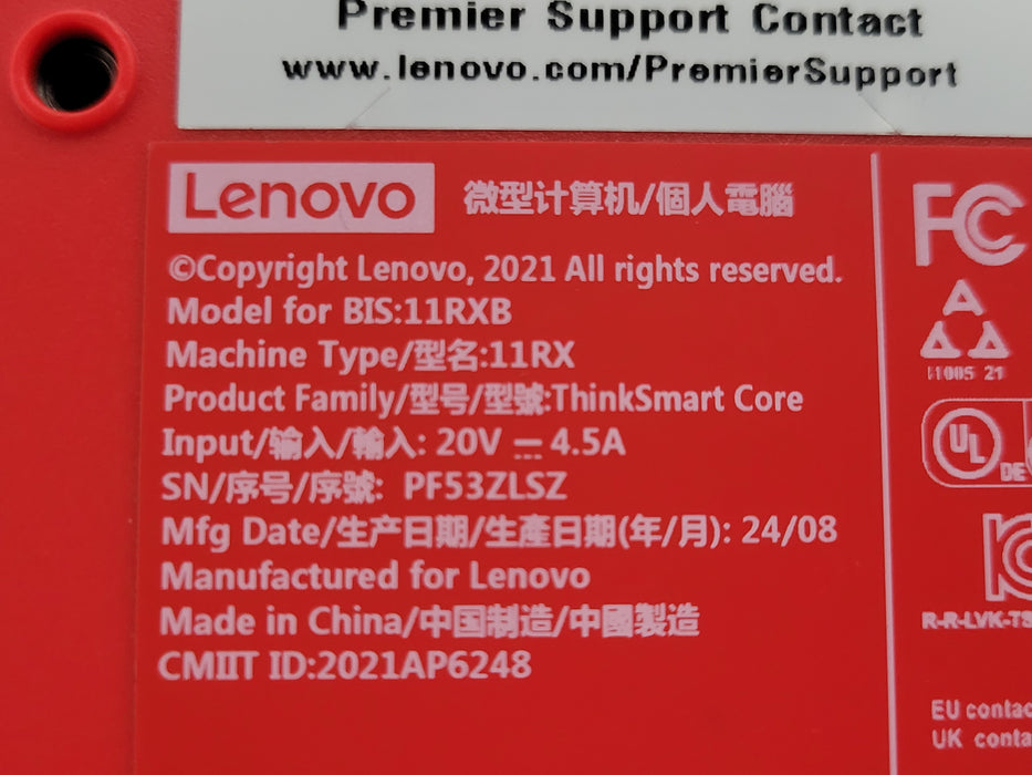 Lenovo ThinkSmart Core 11RX, Core i5-1145G7E 16GB RAM 256GB SSD W/ AC ONLY