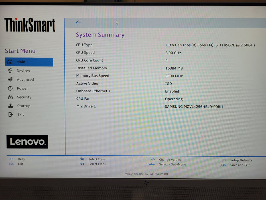 Lenovo ThinkSmart Core 11RX, Core i5-1145G7E 16GB RAM 256GB SSD W/ AC ONLY
