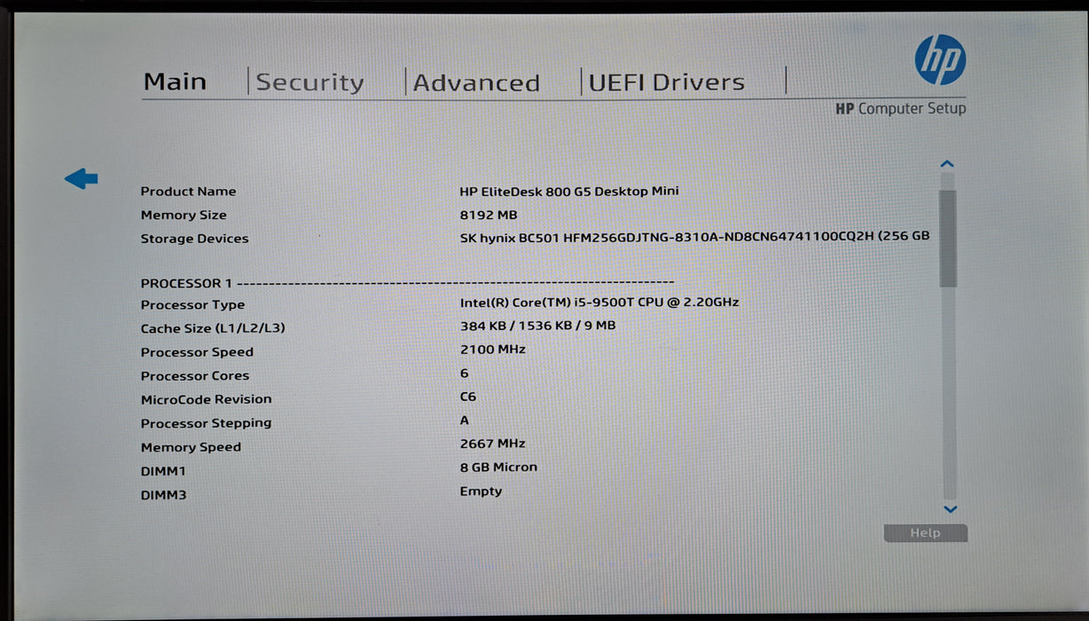 HP EliteDesk 800 G5 Mini Intel Core i5-9500T, 8GB DDR4, 256GB NVMe, Wi-Fi, USB-C