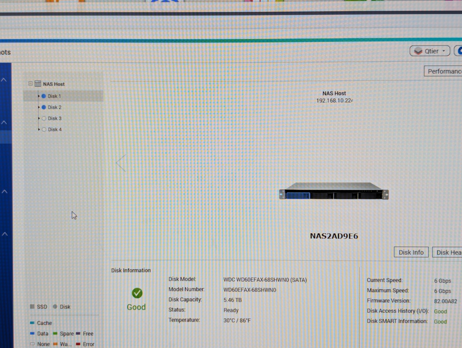 QNAP TS-453BU-RP 1U 4 Bay NAS 2x 6TB HDD