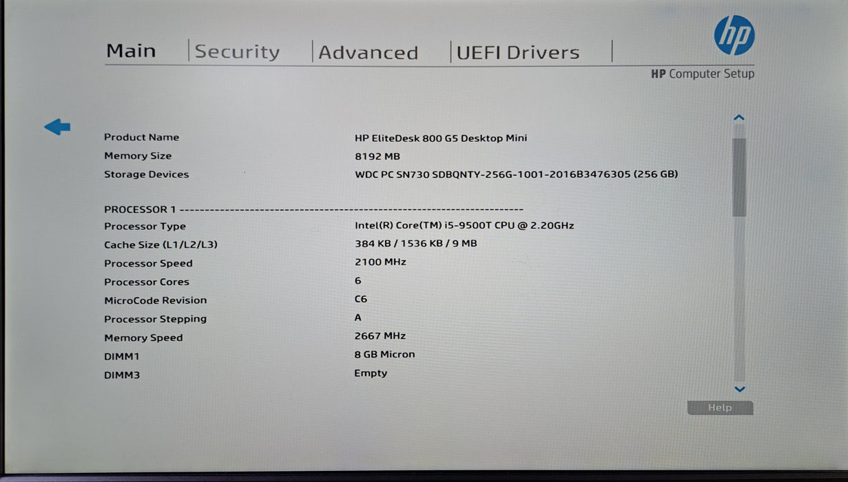 HP EliteDesk 800 G5 Mini | Intel Core i5-9500T, 8GB DDR4, 256GB NVMe, Wi-Fi