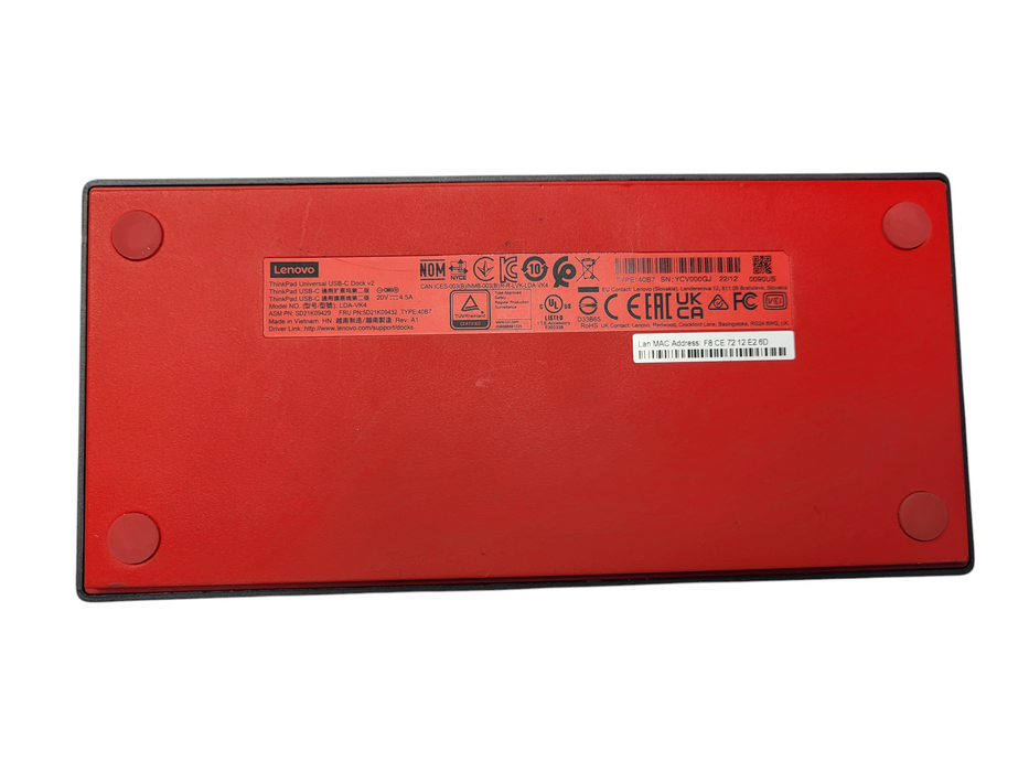 Lenovo ThinkPad Universal USB-C Dock V2 40B7 LDA-VK4 w/ 90W Power Supply