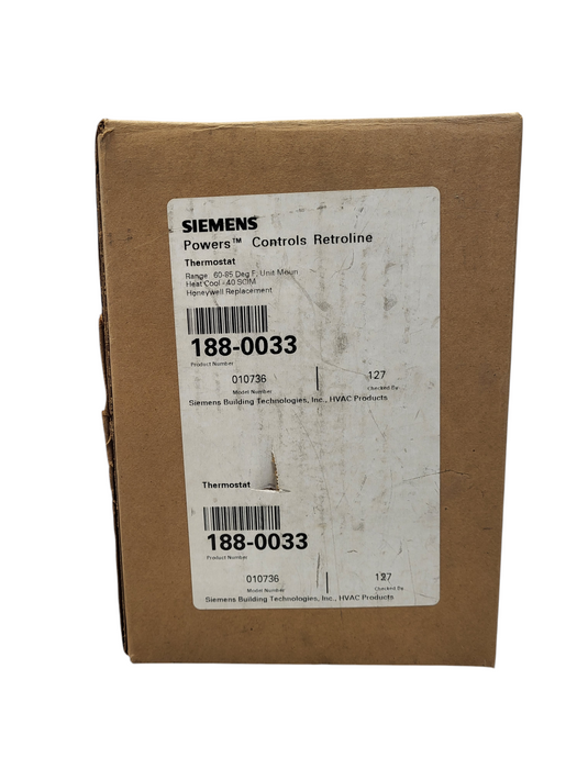 Siemens Direct/Reverse Acting Thermostat for Heating/Cooling Retrofit 188-0033