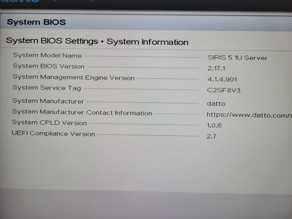Datto SIRIS 5 Gold 6208U @ 2.9GHz 16GB DDR4 HBA330 Mini BOSS-S1