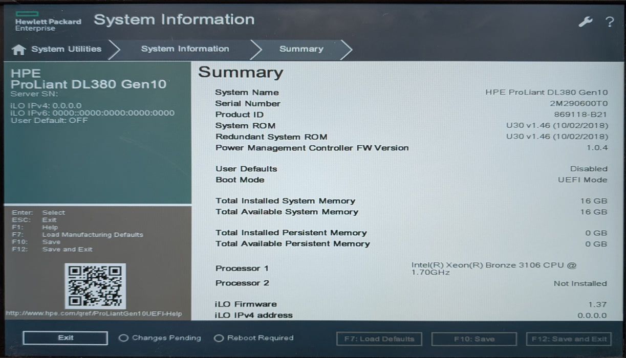 HP DL380 Gen 10 2U 8x2.5", Xeon Bronze 3106 1.70GHz, 16GB DDR4, P408i-a, No HDD