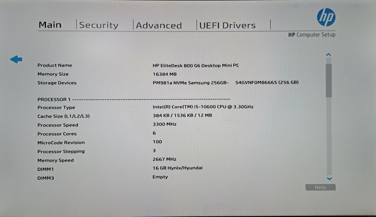 HP EliteDesk 800 G6 Mini PC | Intel Core i5-10600, 16GB DDR4, 256GB NVMe, PWR