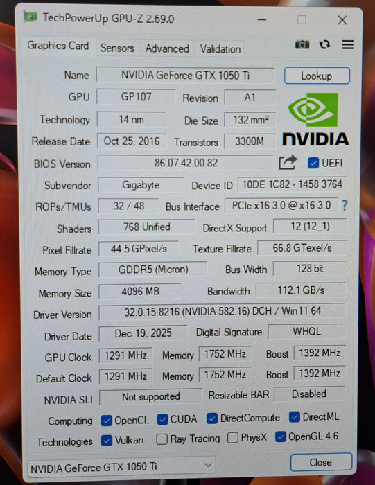 GIGABYTE GeForce GTX 1050 Ti 4GB GDDR5 Graphics Card | GV-N105TD5-4GD