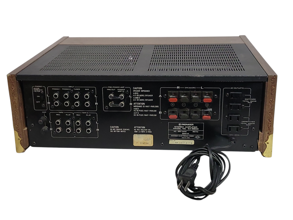 Vintage Pioneer Stereo Amplifier SA-8800, READ