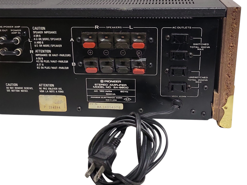 Vintage Pioneer Stereo Amplifier SA-8800, READ