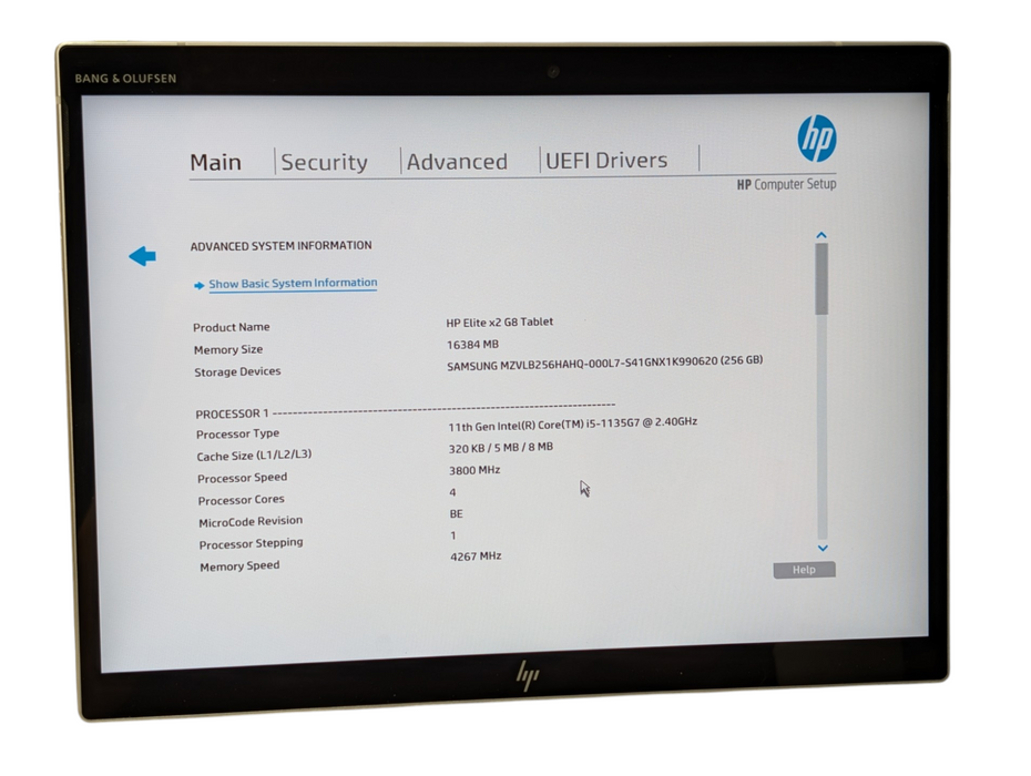 HP Elite X2 G8 Tablet ONLY Intel Core i5-1135G7 16GB RAM 256GB NVMe SSD