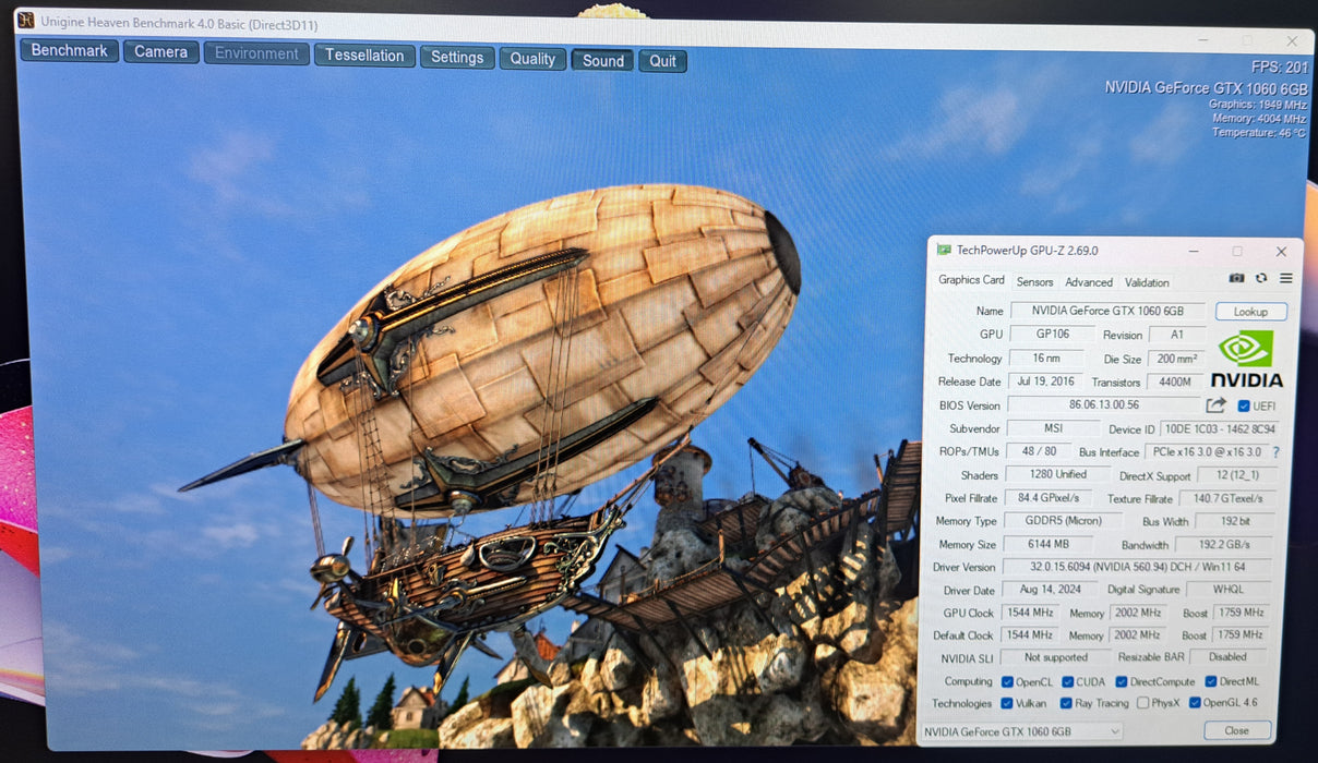 MSI GAMING GeForce GTX 1060 6GB GDRR5 OC Graphics Card (GTX 1060 6GT OCV1)