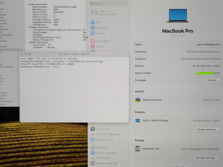 Apple MacBook Pro 16" 2019 A2141 i7-9750H 16GB DDR4 512GB SSD NO ADAPTER