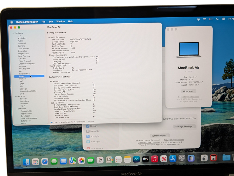 Apple MacBook Air M1 2020 8GB RAM 250GB Storage A2337 PLEASE READ