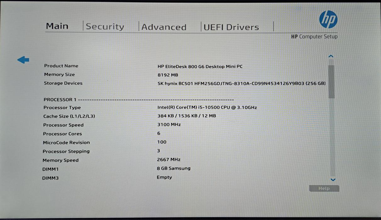 HP EliteDesk 800 G6 Mini PC | Intel Core i5-10600, 8GB DDR4, 256GB NVMe, PWR